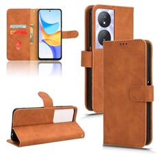 Custodia per cellulare in pelle magnetica per Honor Play 50 Plus Skin Feel (marrone)