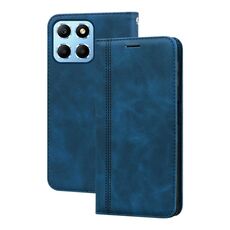 Custodia per telefono in PU con vibrazione orizzontale magnetica smerigliata per Honor X8a (blu)