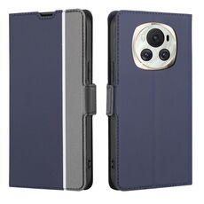 Custodia per telefono in pelle con pulsanti laterali con trama in twill per Honor Magic6 (blu)