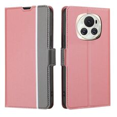 Custodia per cellulare in pelle con bottoni laterali con trama in twill per Honor Magic6 (rosa)