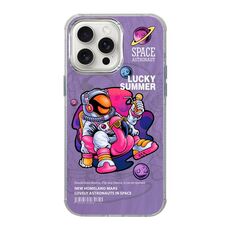 Custodia per telefono antiurto con copertura totale per iPhone 15 Pro Max (Astronauta viola)