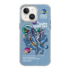 Per iPhone 15 Custodia per telefono antiurto con design a radiazioni e copertura totale (Astronauta blu)