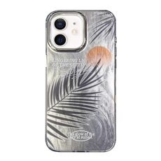 Custodia per telefono antiurto a copertura totale con motivo illustrativo per iPhone 12 (Sunset Frond)