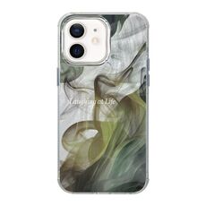 Custodia per telefono antiurto con copertura totale per iPhone 12 Illustrazione Modello Radiazioni Design (Verde dipinto a lavaggio)