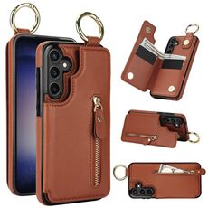 Custodia per telefono per Samsung Galaxy S23 FE 5G Litchi Texture con cerniera doppia fibbia (marrone)