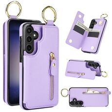 Custodia per telefono per Samsung Galaxy S23 FE 5G Litchi Texture con cerniera doppia fibbia (viola)