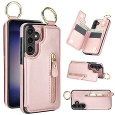 Custodia per telefono per Samsung Galaxy S23 FE 5G Litchi Texture Zipper doppia fibbia (oro rosa)