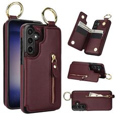 Custodia per telefono per Samsung Galaxy S23 FE 5G Litchi Texture con cerniera doppia fibbia (rosso bordeaux)