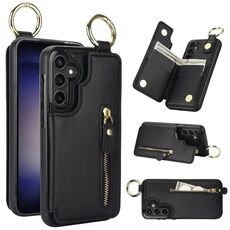 Custodia per telefono per Samsung Galaxy S23 FE 5G Litchi Texture con cerniera doppia fibbia (nero)