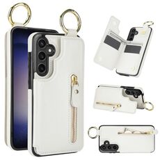 Custodia per telefono per Samsung Galaxy S23 FE 5G Litchi Texture con cerniera doppia fibbia (bianca)