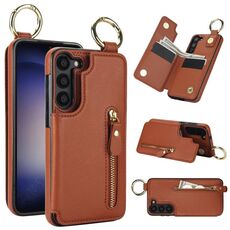 Custodia per telefono per Samsung Galaxy S23+ 5G Litchi Texture Zipper doppia fibbia (marrone)