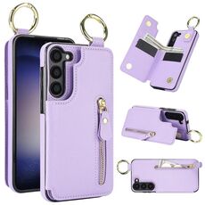 Custodia per telefono per Samsung Galaxy S23+ 5G Litchi Texture con cerniera doppia fibbia (viola)