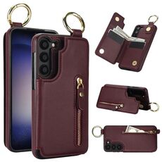 Custodia per telefono per Samsung Galaxy S23+ 5G Litchi Texture Zipper doppia fibbia (rosso bordeaux)