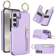 Custodia per telefono per Samsung Galaxy S24 5G Litchi Texture Zipper doppia fibbia (viola)