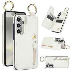 Custodia per telefono per Samsung Galaxy S24+ 5G Litchi Texture con cerniera doppia fibbia (bianca)
