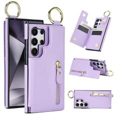 Custodia per cellulare per Samsung Galaxy S24 Ultra 5G Litchi Texture Zipper doppia fibbia (viola)