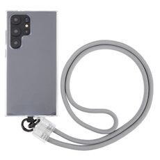 Cordino lungo a tracolla per telefono con cinturino anti-smarrimento con fibbia trasparente (grigio)