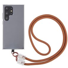 Cordino lungo a tracolla per telefono con cinturino anti-smarrimento con fibbia trasparente (marrone)