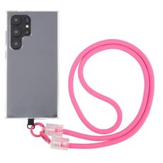 Cordino lungo a tracolla per telefono con cinturino anti-smarrimento con fibbia trasparente (rosa rosso)