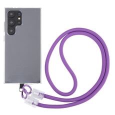 Cordino lungo a tracolla per telefono con cinturino anti-smarrimento con fibbia trasparente (viola)
