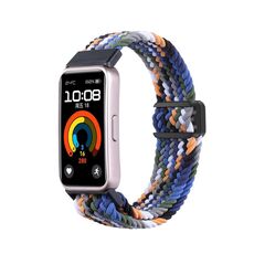 Per cinturino per orologio intrecciato in nylon con fibbia magnetica Huawei Band 9/8 (denim)