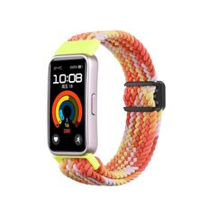 Per cinturino per orologio intrecciato in nylon con fibbia magnetica Huawei Band 9/8 (arancione brillante)