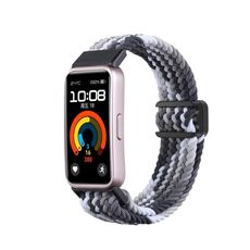 Per cinturino per orologio intrecciato in nylon con fibbia magnetica Huawei Band 9/8 (nero brillante)