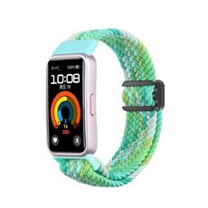 Per cinturino per orologio intrecciato in nylon con fibbia magnetica Huawei Band 9/8 (verde brillante)