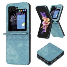 Custodia per telefono in pelle goffrata scozzese per Samsung Galaxy Z Flip6 (verde)