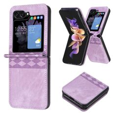 Custodia per telefono in pelle goffrata scozzese per Samsung Galaxy Z Flip6 (viola)