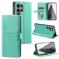Per Samsung Galaxy S24 Ultra 5G Custodia a portafoglio in pelle semplice con 6 carte (verde)