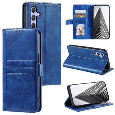 Per Samsung Galaxy S24+ 5G Custodia a portafoglio in pelle semplice con 6 carte (blu)