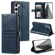 Per Samsung Galaxy S23 5G Custodia a portafoglio in pelle semplice con 6 carte (blu navy)