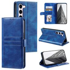Per Samsung Galaxy S23 5G Custodia a portafoglio in pelle semplice con 6 carte (blu)