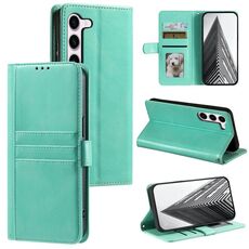 Per Samsung Galaxy S23 5G Custodia a portafoglio in pelle semplice con 6 carte (verde)