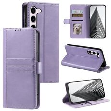 Custodia per telefono in pelle a portafoglio semplice con 6 carte per Samsung Galaxy S23 5G (viola)