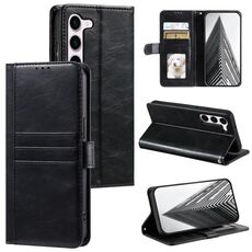 Per Samsung Galaxy S23 5G Custodia per telefono in pelle a portafoglio semplice con 6 carte (nera)