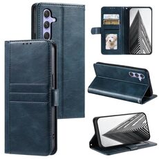 Per Samsung Galaxy S23 FE 5G Custodia a portafoglio in pelle semplice con 6 carte (blu navy)