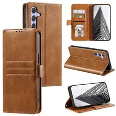 Per Samsung Galaxy S23 FE 5G Custodia a portafoglio in pelle semplice con 6 carte (marrone)