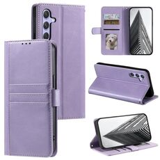 Per Samsung Galaxy S23 FE 5G Custodia a portafoglio in pelle semplice con 6 carte (viola)