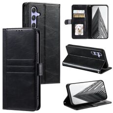 Per Samsung Galaxy S23 FE 5G Custodia a portafoglio in pelle semplice con 6 carte (nera)