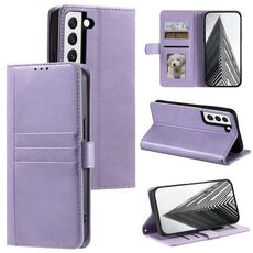 Per Samsung Galaxy S22+ 5G Custodia a portafoglio in pelle semplice con 6 carte (viola)