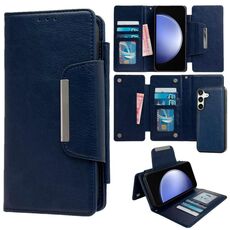 Per Samsung Galaxy S23 FE 5G Custodia multifunzionale in pelle a portafoglio con 7 carte (blu reale)