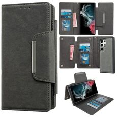 Per Samsung Galaxy S22 Ultra 5G Custodia multifunzionale in pelle a portafoglio con 7 carte (grigio)