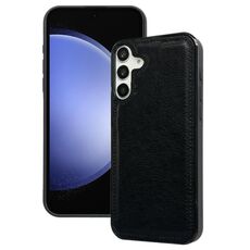 Per Samsung Galaxy S23 FE 5G Custodia per telefono con cover posteriore in pelle di vacchetta (nera)