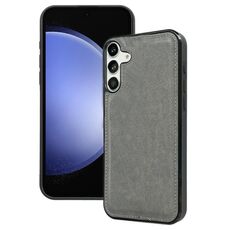 Per Samsung Galaxy S23 FE 5G Custodia per telefono con cover posteriore in pelle di vacchetta (grigio)