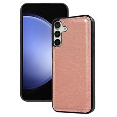 Per Samsung Galaxy S23 FE 5G Custodia per telefono con cover posteriore in pelle di vacchetta (oro rosa)