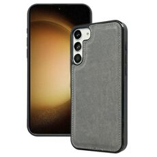Per Samsung Galaxy S23+ 5G Custodia per telefono con cover posteriore in pelle di vacchetta (grigio)
