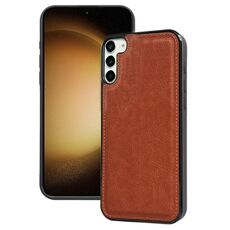 Per Samsung Galaxy S23+ 5G Custodia per telefono con cover posteriore in pelle di vacchetta (marrone)