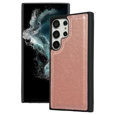 Per Samsung Galaxy S22 Ultra 5G Custodia per telefono con cover posteriore in pelle di vacchetta (oro rosa)